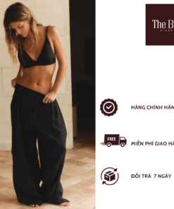 Quần ống rộng nữ lưng cao màu đen – Phong cách tối giản và thời thượng