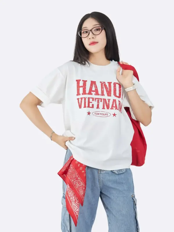 Áo Phông Nữ In Hình Hà Nội - Việt Nam