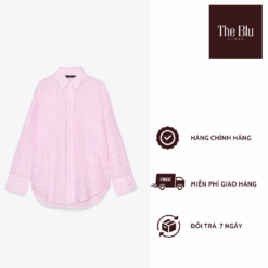 Áo Sơ Mi Oversize Kẻ Sọc Màu Hông - The Blu Store