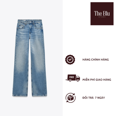 Quần Jean Nữ Ống Rộng Lưng Cao