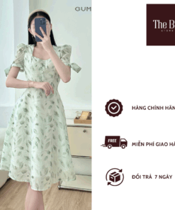 Đầm hoa tay đính nơ