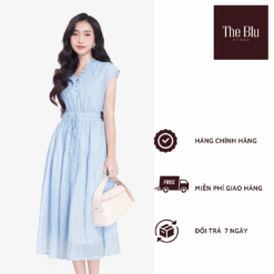 Váy xòe dáng dài nhấn eo bo chun- The Blu Store