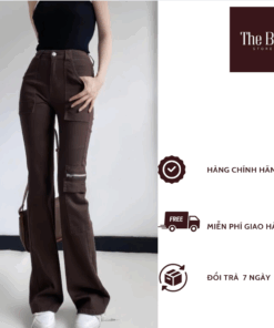 Quần Jean Nữ Ống Bass Zip 1 Bên Ống
