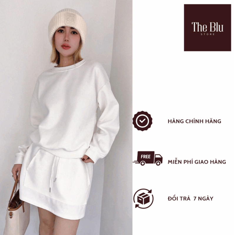 Set Váy Nỉ Nữ – Chân Váy Kết Hợp Áo Thun