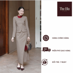 Áo khoác kẻ vạt tròn