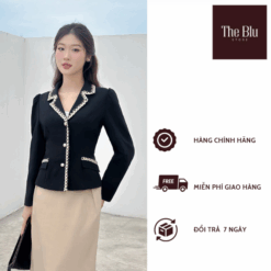 Áo vest cổ 2 ve đắp dây