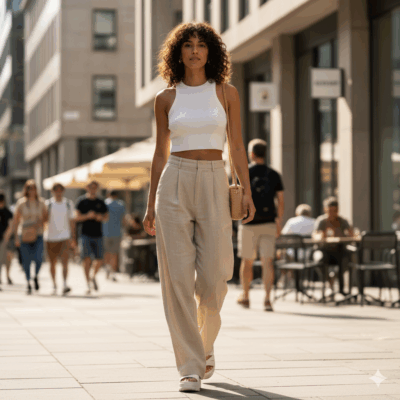 Áo croptop & quần ống rộng
